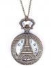 Vintage gravírozott EIFFEL-TORONY medál nyaklánc óra,zsebóra - bronz színben